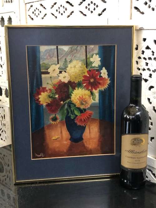 GORGEOUS JOHN H MANTELL ORIGINAL STILL LIFE OF FLOWERS OIL ON BOARD PAINTING - FRAMED , SIGNED