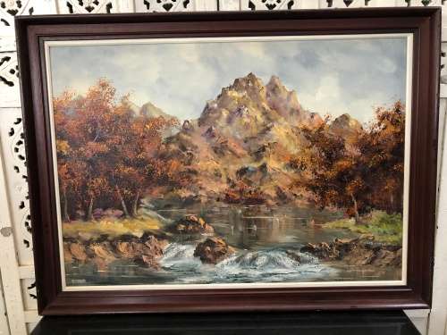WOW !!! RICHARD MIRTLE SA ARTIST - STUNNING FRAMED OIL ON CANVAS NUMBERED 9/76 - CLEARLY SIGNED
