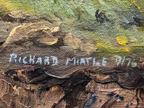 WOW !!! RICHARD MIRTLE SA ARTIST - STUNNING FRAMED OIL ON CANVAS NUMBERED 9/76 - CLEARLY SIGNED
