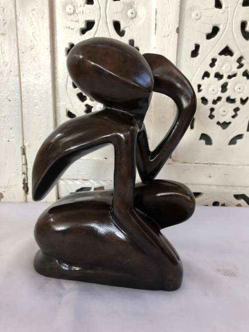 WOW !!! STUNNING ABSTRACT BRONZE FIGURE OF THE THINKING MAN - UNSIGNED