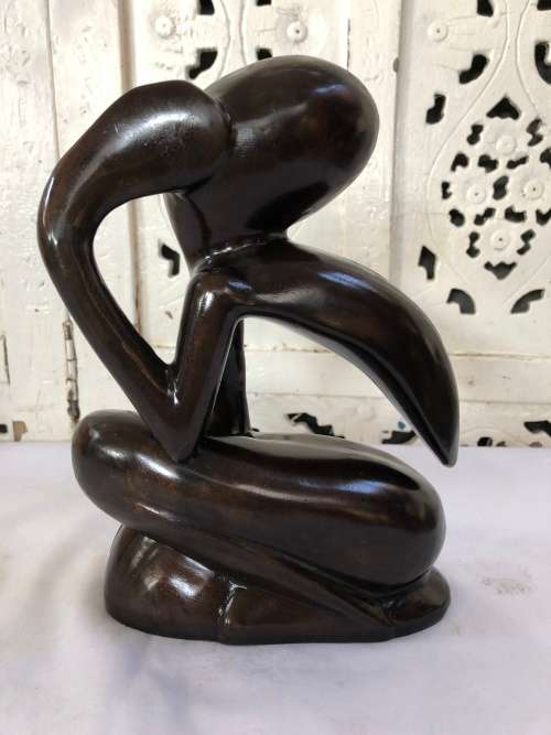 WOW !!! STUNNING ABSTRACT BRONZE FIGURE OF THE THINKING MAN - UNSIGNED
