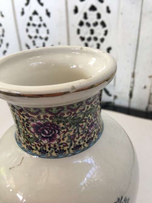 A Delightful Chinese Marked 20cm Baluster Vase Ladies in the Palace Gardens