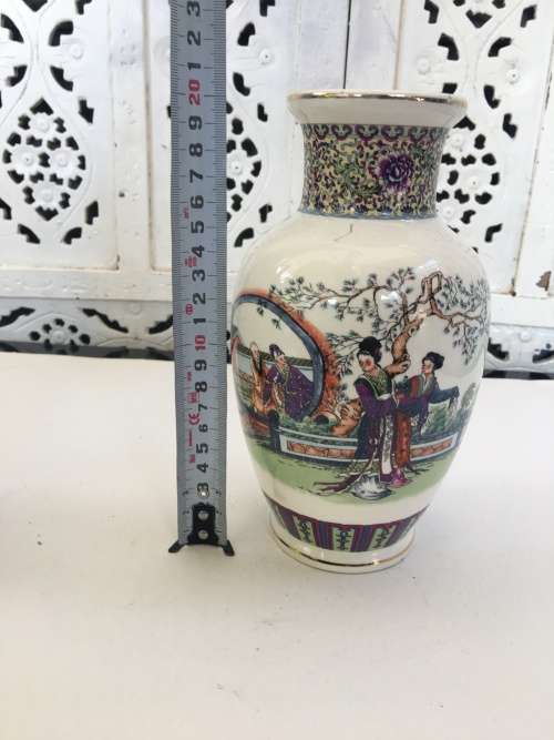 A Delightful Chinese Marked 20cm Baluster Vase Ladies in the Palace Gardens