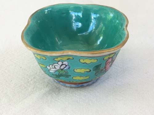 Antique 18th century Chinese Marked Small Dish Enamel Hand Painted