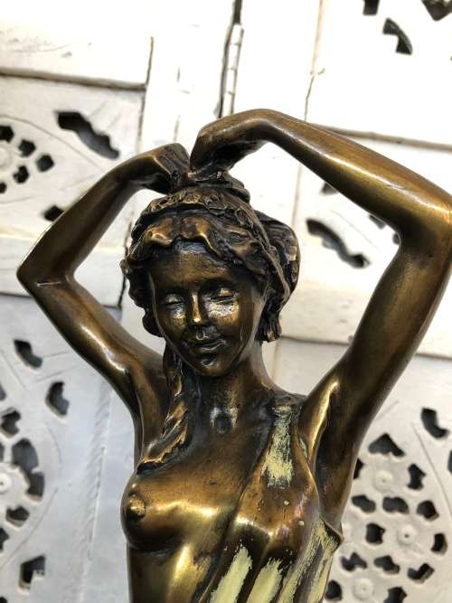 WOW !!! GORGEOUS SIGNED ART DECO SEMI-NUDE BRONZE ON A MARBLE BASE - STUNNING INVESTMENT PIECE