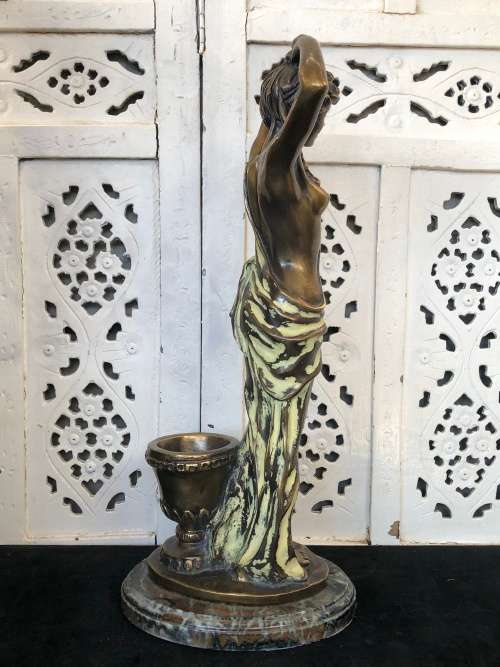 WOW !!! GORGEOUS SIGNED ART DECO SEMI-NUDE BRONZE ON A MARBLE BASE - STUNNING INVESTMENT PIECE