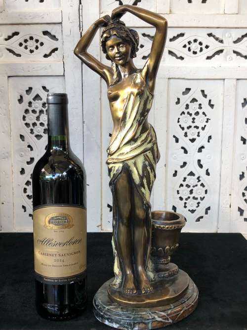 WOW !!! GORGEOUS SIGNED ART DECO SEMI-NUDE BRONZE ON A MARBLE BASE - STUNNING INVESTMENT PIECE