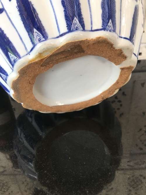 Stunning Large & Heavy Chinese Under Glaze Blue Hand Painted Porcelain Pumpkin Pot