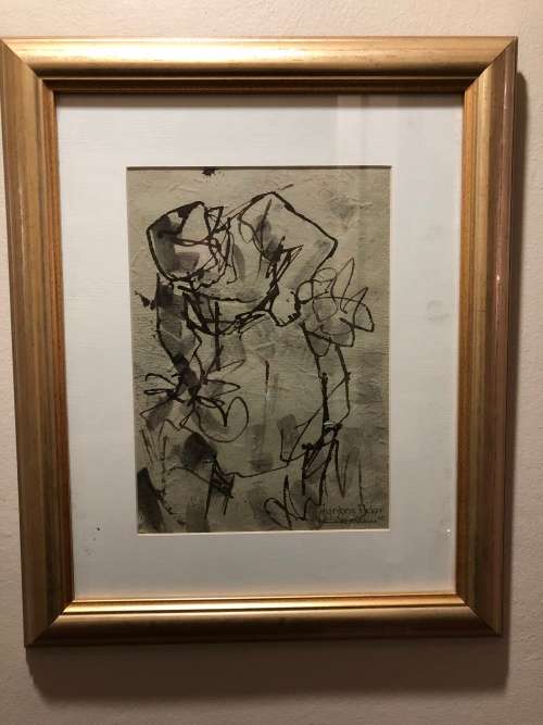 INVESTMENT ART~ HENNIE NIEMANN (1941 - ) WATERCOLOR ON HANDMADE PAPER - TITLED "FYNBOS PICKERS" 2010