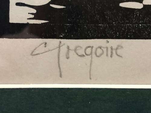 WOW !! RARE GREGOIRE BOONZAIER (1909 - 2005) LINOCUT OF TREES SIGNED - STUNNING FRAME