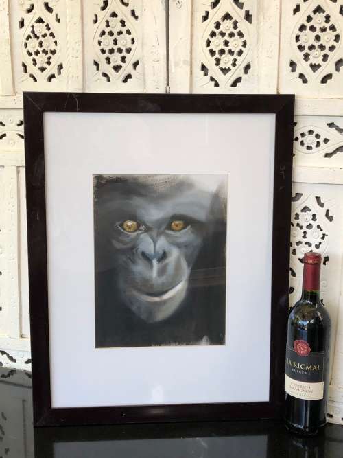 TOO CUTE - ORIGINAL OIL ON CANVAS - UNSIGNED BUT STILL STUNNING - IN A BLACK FRAME