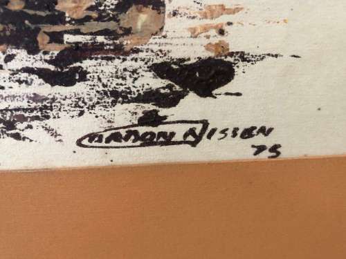 WOW !!! GORDON NISSEN - ORIGINAL OIL ON PAPER - SIGNED AND DATED 1975 - FRAMED BEHIND GLASS