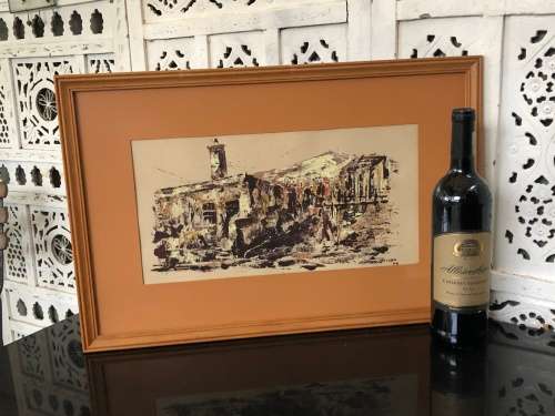 WOW !!! GORDON NISSEN - ORIGINAL OIL ON PAPER - SIGNED AND DATED 1975 - FRAMED BEHIND GLASS