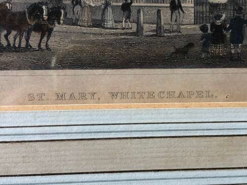 JAMES TINGLE (1790-1858) ENGRAVING TITLED "ST MARY'S WHITECHAPEL" DRAWN BY THOMAS SHEPHERD 1792-1864