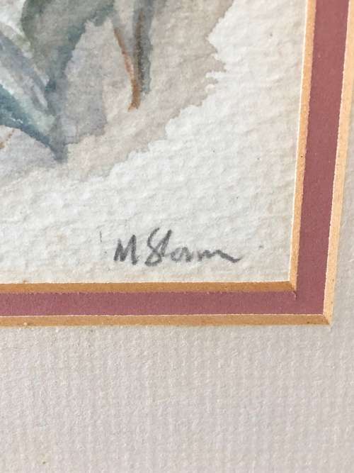 BEAUTIFUL M. STORM ORIGINAL STILL LIFE OF FLOWERS WATERCOLOR - FRAMED , SIGNED