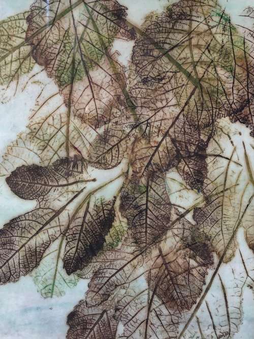 WOW !!! JOAN MURRAY ORIGINAL WATERCOLOR PAINTING OF LEAVES - FRAMED , SIGNED AND DATED 1960's