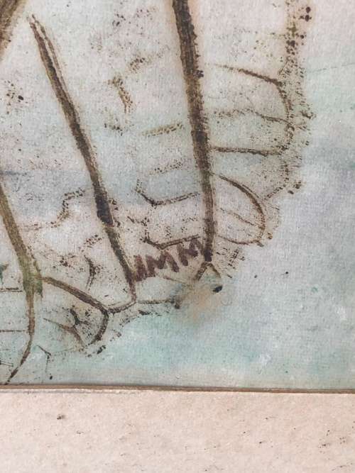 WOW !!! JOAN MURRAY ORIGINAL WATERCOLOR PAINTING OF LEAVES - FRAMED , SIGNED AND DATED 1960's