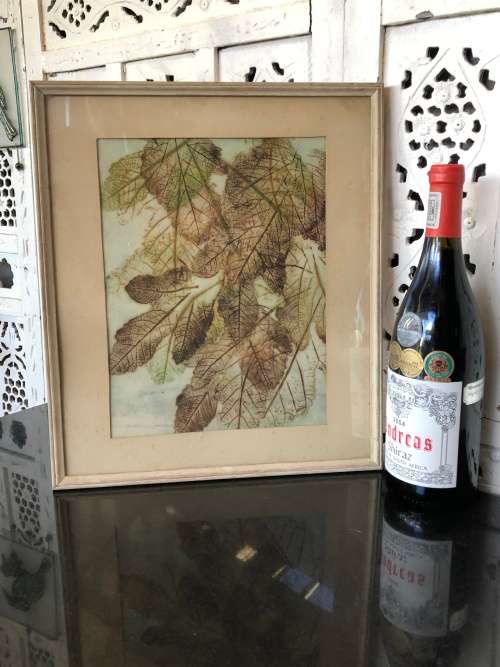 WOW !!! JOAN MURRAY ORIGINAL WATERCOLOR PAINTING OF LEAVES - FRAMED , SIGNED AND DATED 1960's
