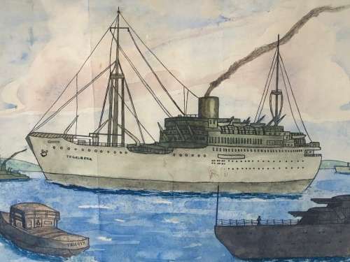 INVESTMENT ART !!!! PIERRE VOLSCHENK (1926 - ) FRAMED WATERCOLOR UNSIGNED BUT NOTED ON THE REVERSE