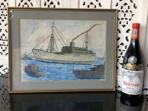 INVESTMENT ART !!!! PIERRE VOLSCHENK (1926 - ) FRAMED WATERCOLOR UNSIGNED BUT NOTED ON THE REVERSE