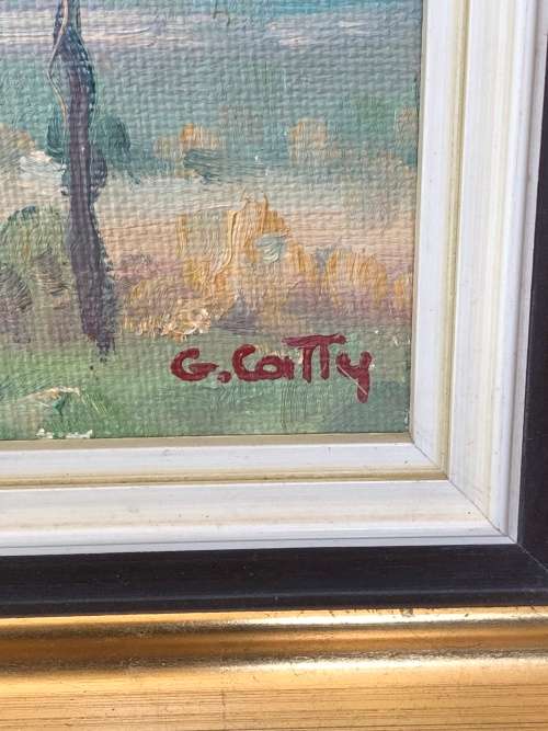 INVESTMENT ART !!! GIUSEPPE CATTY (CATARUZZA)  (SA 1914 - 1994) OIL ON BOARD - AWESOME FRAME