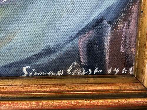 WOW !!! STUNNING FRAMED OIL ON CANVAS STILL LIFE OF FLOWERS BY SIMONE GAST DATED 1960