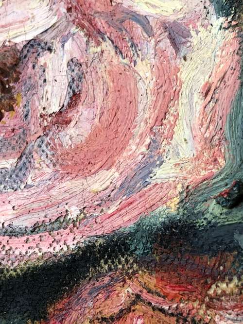 WOW !!! STUNNING FRAMED OIL ON CANVAS STILL LIFE OF FLOWERS BY SIMONE GAST DATED 1960