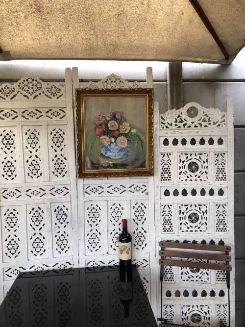 WOW !!! STUNNING FRAMED OIL ON CANVAS STILL LIFE OF FLOWERS BY SIMONE GAST DATED 1960