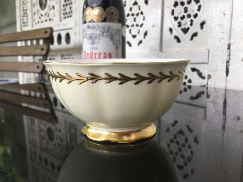 Delightful Vintage Royal Albert Bone China England, White & Gold Open Sugar Bowl.