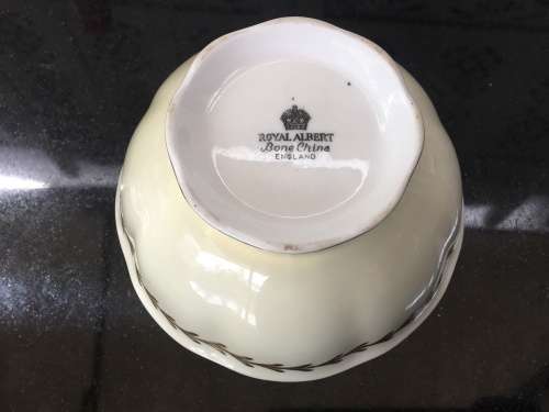 Delightful Vintage Royal Albert Bone China England, White & Gold Open Sugar Bowl.