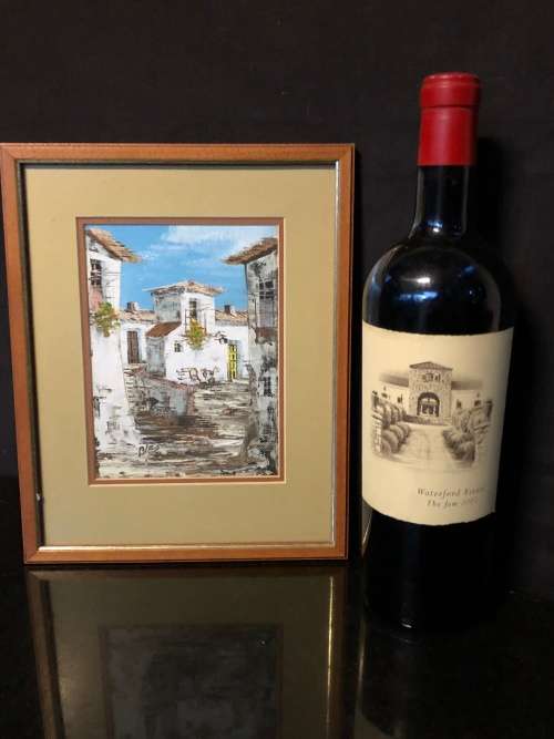 WOW !!! CUTE FRAMED OIL ON BOARD TUSCAN SCENE - SIGNED BUT ILLEGIBLE