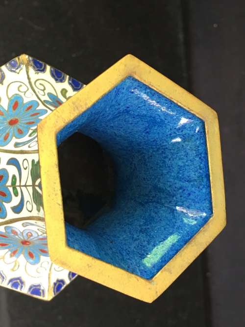 Beautiful Antique Chinese Cloisonne Vase Depicting Guanyin The Goddess of Mercy