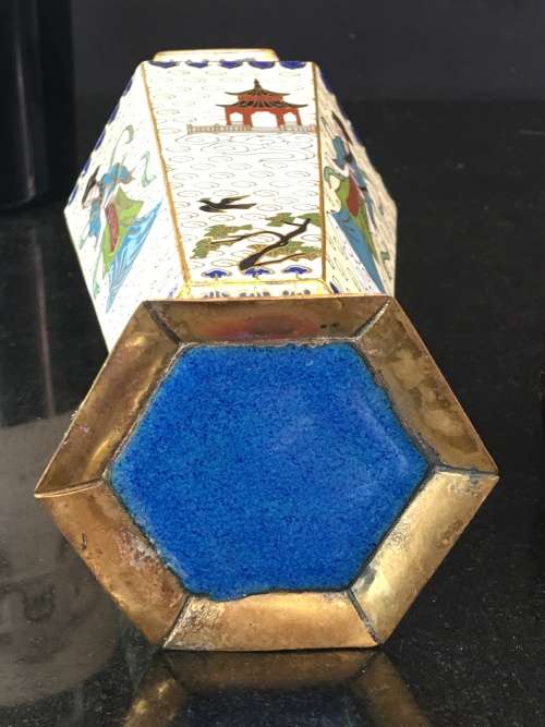 Beautiful Antique Chinese Cloisonne Vase Depicting Guanyin The Goddess of Mercy