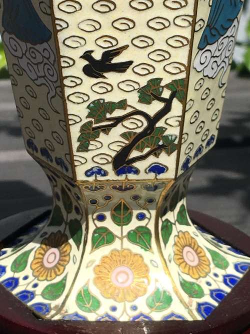 Beautiful Antique Chinese Cloisonne Vase Depicting Guanyin The Goddess of Mercy