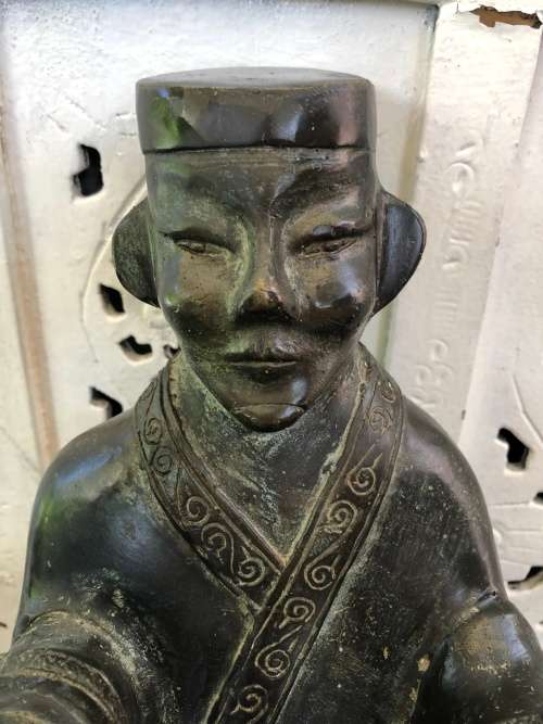 WOW !!! HUGE BRONZE SCULPTURE OF A CHINESE ARMED WARRIOR ON A TANG HORSE - VERY IMPRESSIVE PIECE