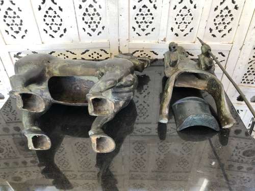 WOW !!! HUGE BRONZE SCULPTURE OF A CHINESE ARMED WARRIOR ON A TANG HORSE - VERY IMPRESSIVE PIECE