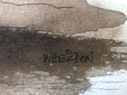 INVESTMENT ART !! DAVID WHEILDON OOSTHUIZEN (1946 - ) WATERCOLOR TITLED "FARM BUILDING STELLENBOSCH"