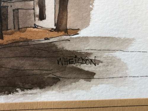 INVESTMENT ART !! DAVID WHEILDON OOSTHUIZEN (1946 - ) WATERCOLOR TITLED "HOUSE IN DORP STREET"