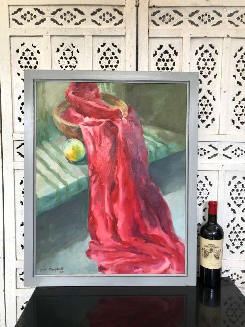 INVESTMENT ART !! JEAN CAMPBELL (1933-2011) STUNNING LARGE FRAMED OIL ON CANVAS STILL LIFE DATED '89