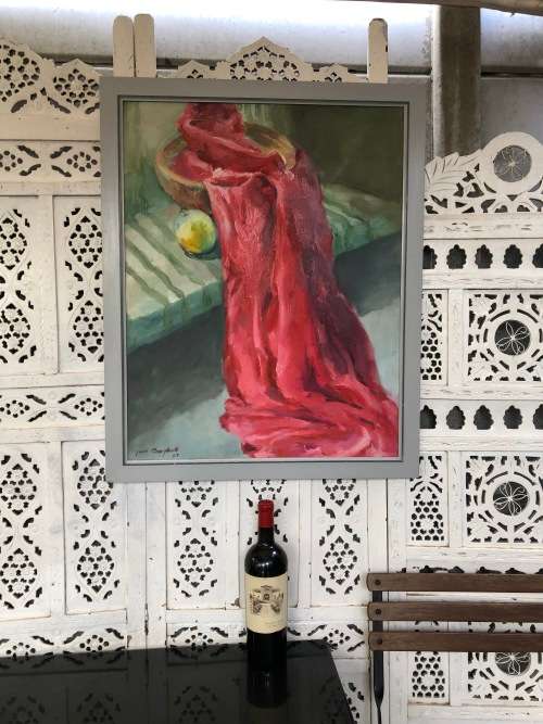 INVESTMENT ART !! JEAN CAMPBELL (1933-2011) STUNNING LARGE FRAMED OIL ON CANVAS STILL LIFE DATED '89