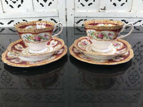 Delightful Lady Hamilton c1939-1945 Date Stamp Royal Albert Bone China England,Tea Trios