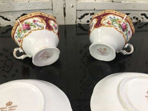 Delightful Lady Hamilton c1939-1945 Date Stamp Royal Albert Bone China England,Tea Trios