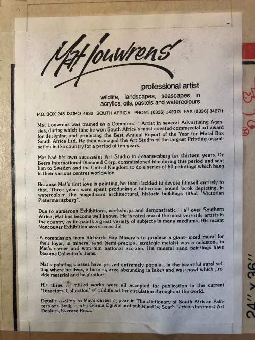 MATT LOUWRENS (1936 - ) - FAMOUS LISTED SA ARTIST - STUNNING OIL PAINTING IN A GORGEOUS FRAME