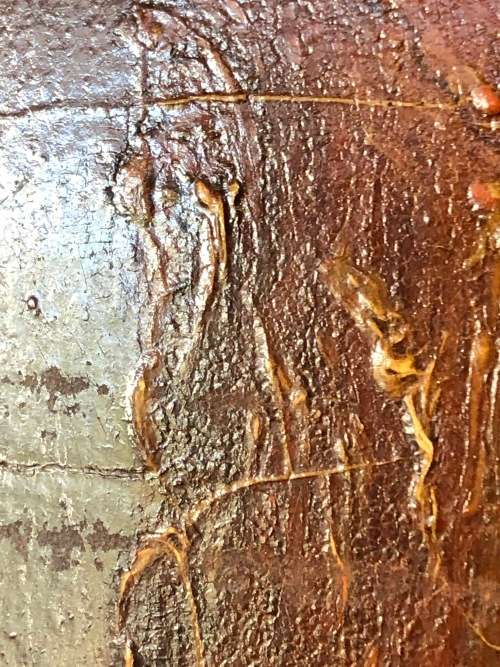 18th/19th CENTURY CONTINENTAL SCHOOL OIL PAINTING ON A WOOD PANEL - LADY WASHING HER HANDS - FRAMED