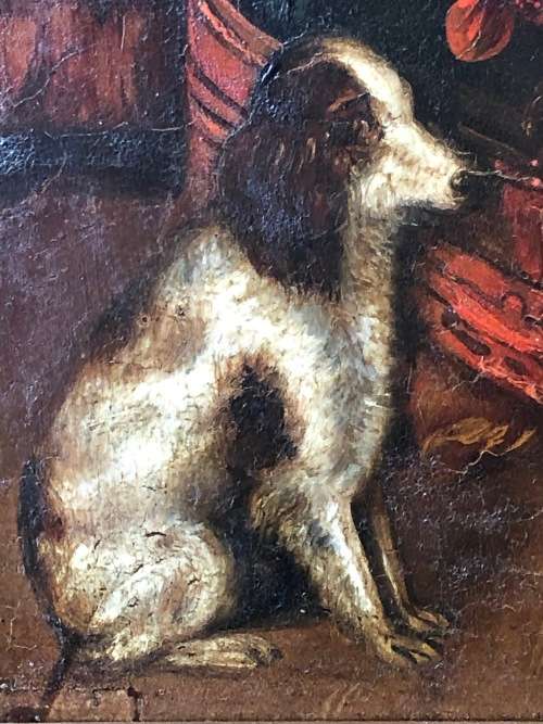 18th/19th CENTURY CONTINENTAL SCHOOL OIL PAINTING ON A WOOD PANEL - LADY WASHING HER HANDS - FRAMED