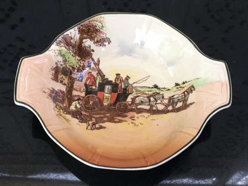 2 Old Royal Doulton Coaching Scene & Rustic England bowls small 17.5 cm sweet bowls