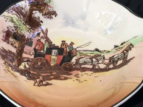 2 Old Royal Doulton Coaching Scene & Rustic England bowls small 17.5 cm sweet bowls