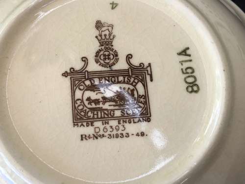 2 Old Royal Doulton Coaching Scene & Rustic England bowls small 17.5 cm sweet bowls