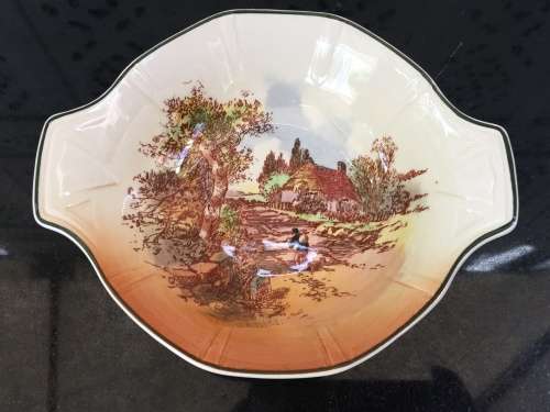2 Old Royal Doulton Coaching Scene & Rustic England bowls small 17.5 cm sweet bowls
