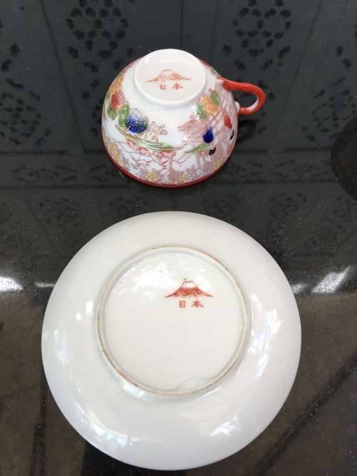 Early 1900s  Japanese Kutani Lithophane/Eggshell Porcelain Duos,  Kiln Marks on Base